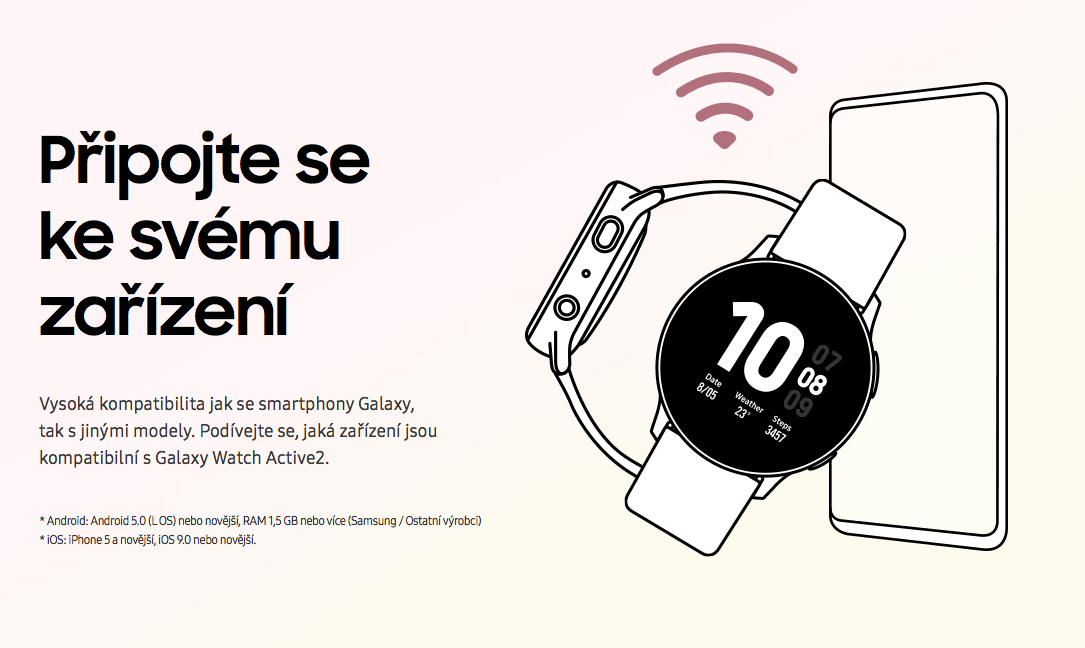 Samsung Galaxy Watch ACTIVE 2 - 44mm telefon androd iphone pripojeni